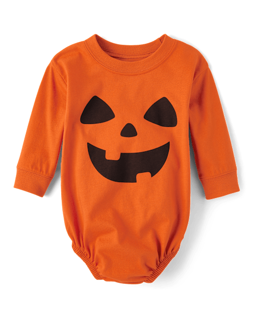 Baby Pumpkin Face Graphic Bubble Bodysuit
