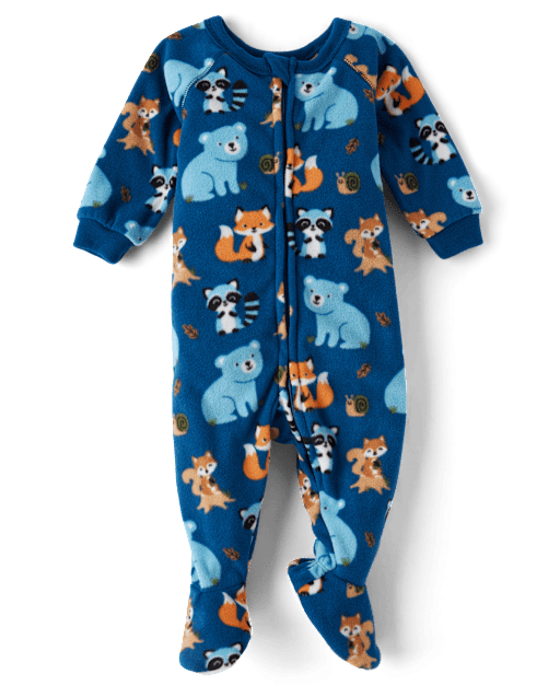 Baby And Toddler Boys Critter Microfleece Footed One Piece Pajamas