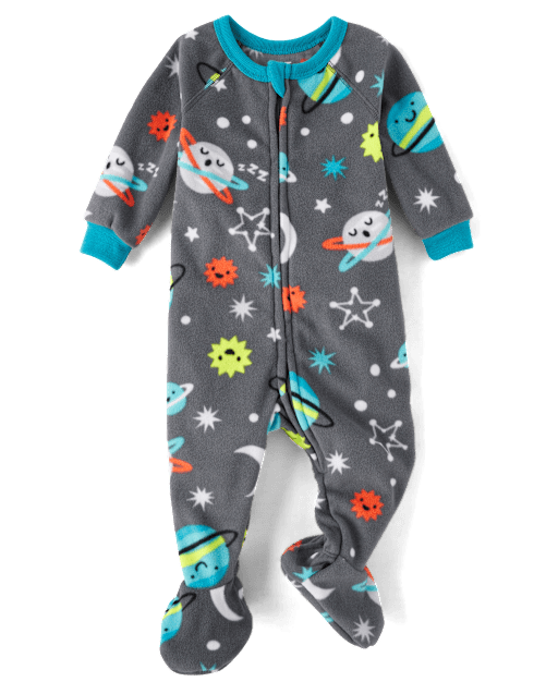 Baby And Toddler Space Microfleece Footed One Piece Pajamas