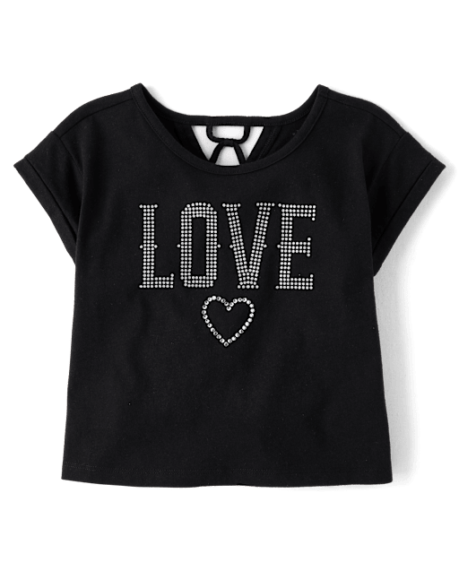 Girls Glitter Rhinestone Love Top