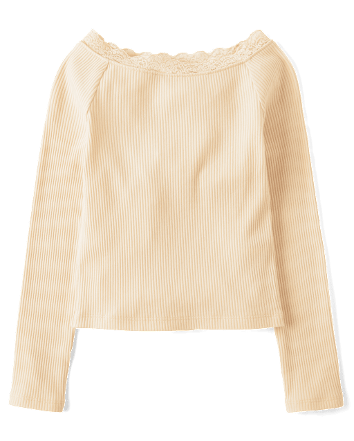 Girls Ribbed Off Shoulder Top