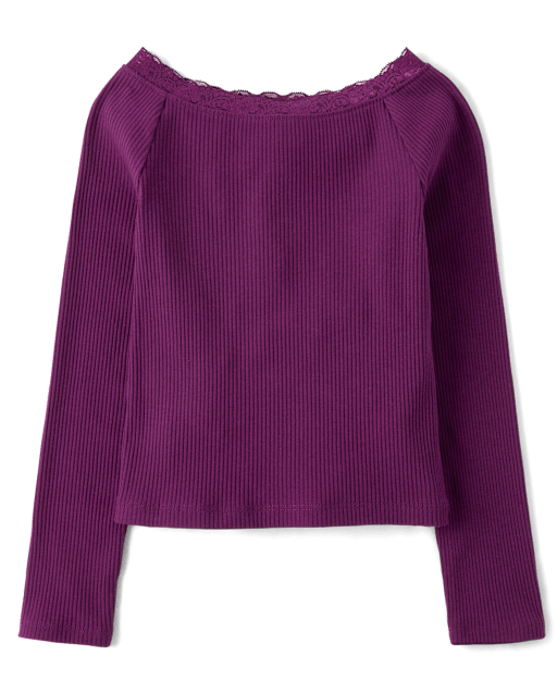 Girls Ribbed Off Shoulder Top