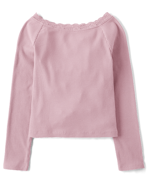 Girls Ribbed Off Shoulder Top