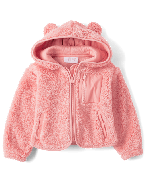 Toddler Girls Heavyweight Sherpa Zip Up Jacket