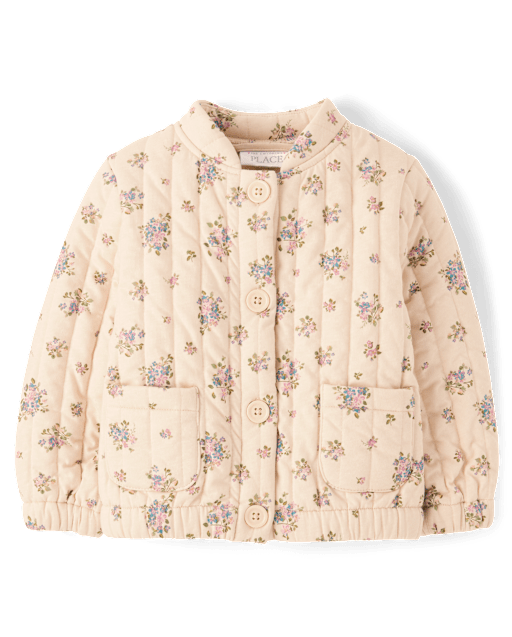 Toddler Girls Floral Quilted Jacket