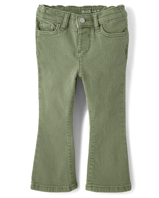 Toddler Girls Garment Dyed High Rise Flare Jeans
