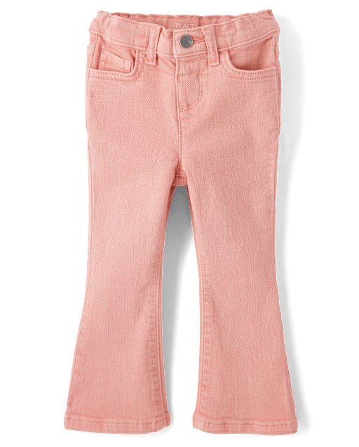 Toddler Girls Garment Dyed High Rise Flare Jeans
