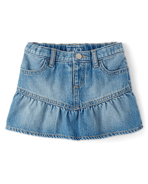 Toddler Girls Denim Ruffle Skort