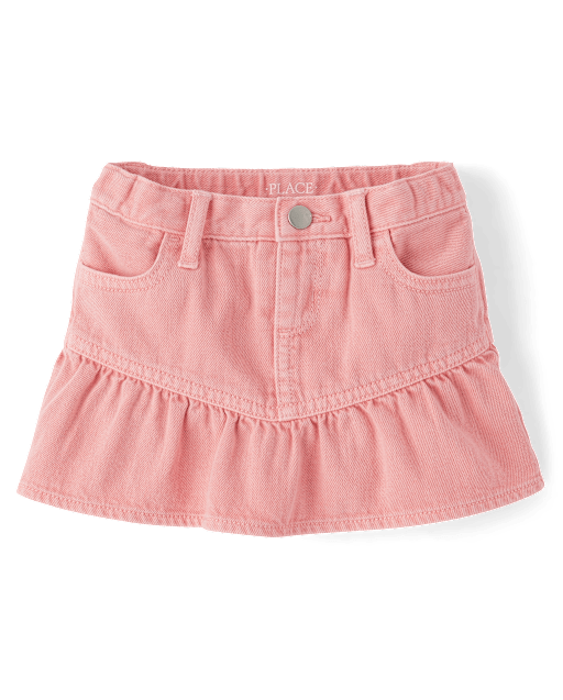 Toddler Girls Garment Dyed Denim Ruffle Skort
