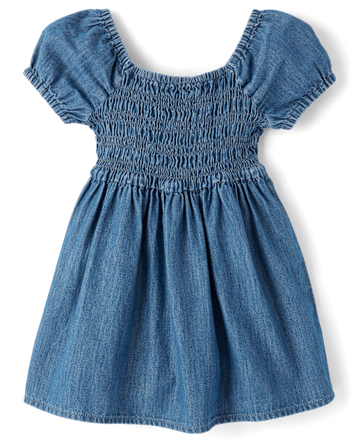 Baby And Toddler Girls Chambray Smocked Dress