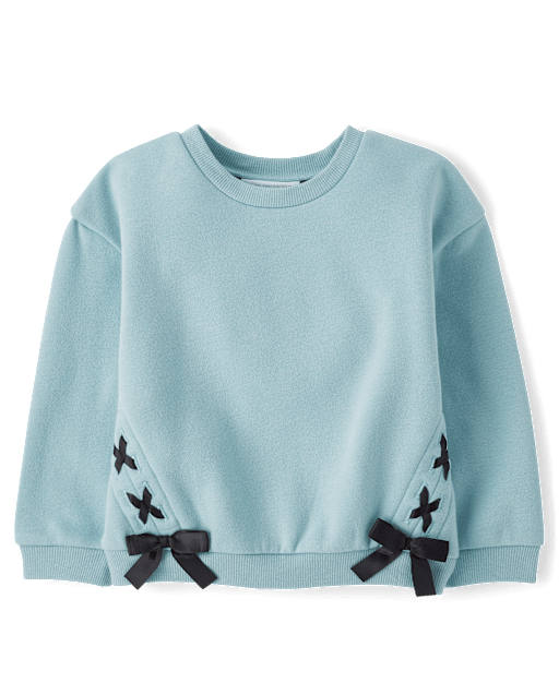 Toddler Girls Lace Up Premium Fleece Sweatshirt