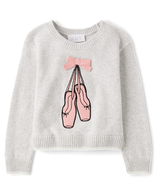 Pull brodé chaussons de ballet pour petite fille