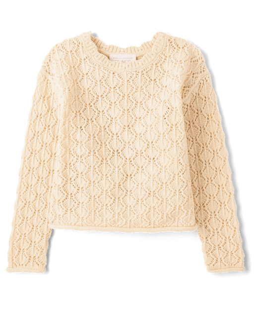 Pull en pointelle festonné pour petite fille