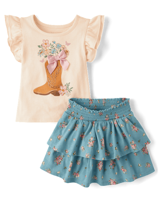 Ensemble 2 pièces bottes de cow-girl pour petite fille