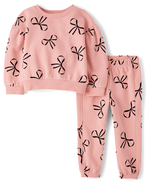 Toddler Girls Print Fleece 2-Piece Outfit Set