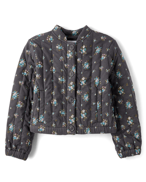 Girls Floral Quilted Jacket