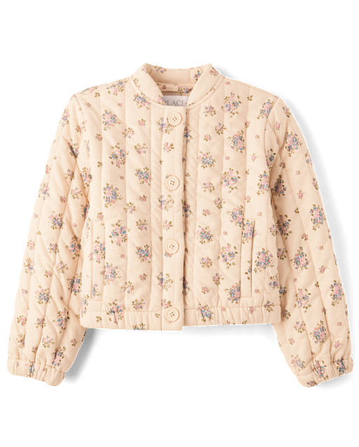 Girls Floral Quilted Jacket