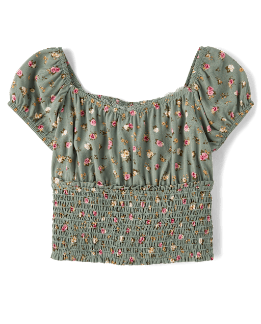 Girls Floral Smocked Top
