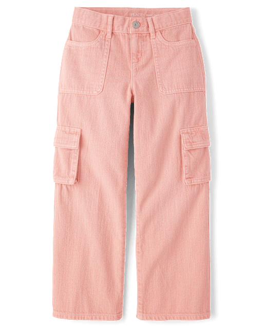 Girls Garment Dyed Baggy Cargo Jeans