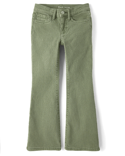 Girls Garment Dyed High Rise Flare Jeans