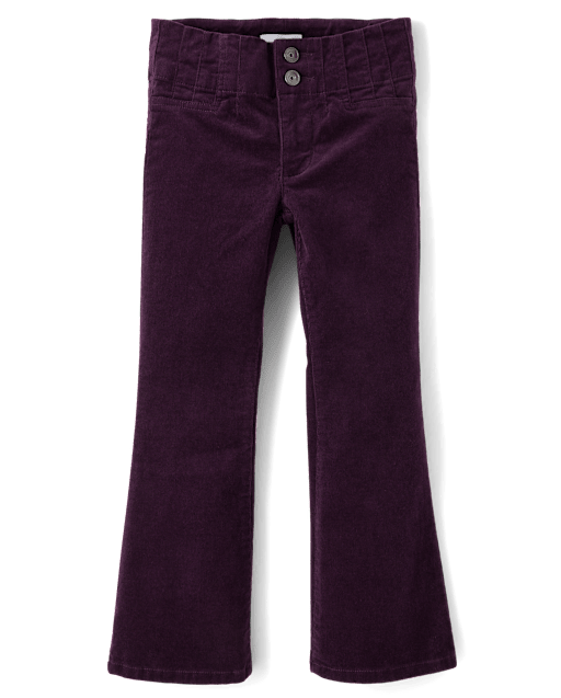 Girls Pleated Corduroy Flare Pants