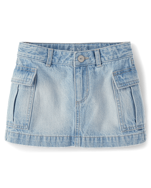 Girls Denim Cargo Skirt