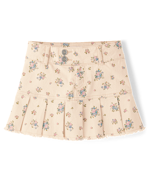 Girls Floral Pleated Skort