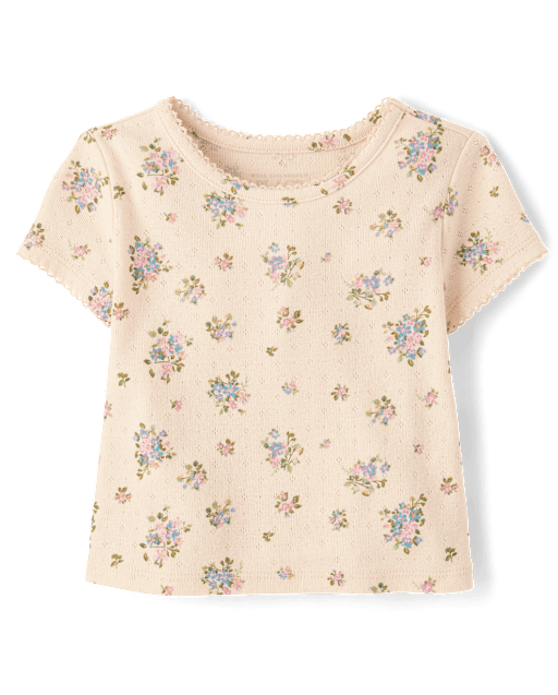 Baby And Toddler Girls Floral Pointelle Baby Tee