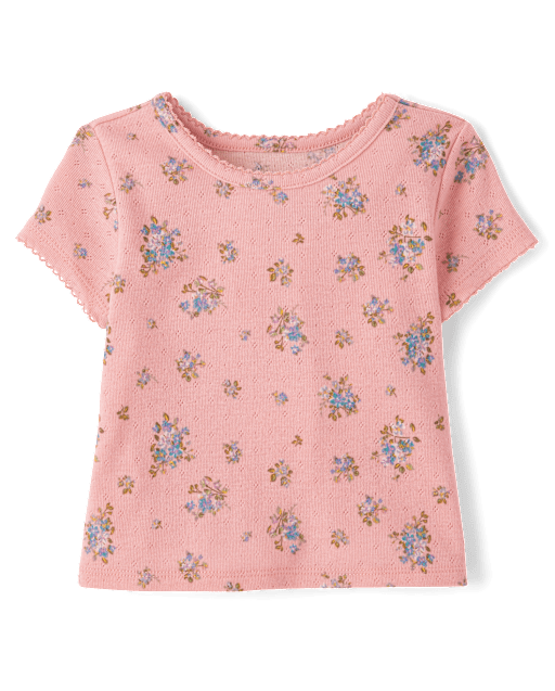 Baby And Toddler Girls Floral Pointelle Baby Tee