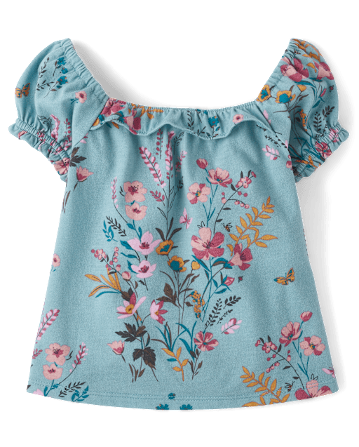Baby And Toddler Girls Floral Puff Sleeve Top
