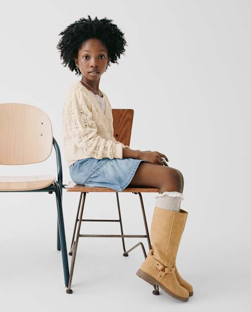 Girls Tall Moto Boots