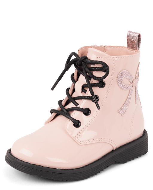 Toddler Girls Glitter Bow Combat Boots