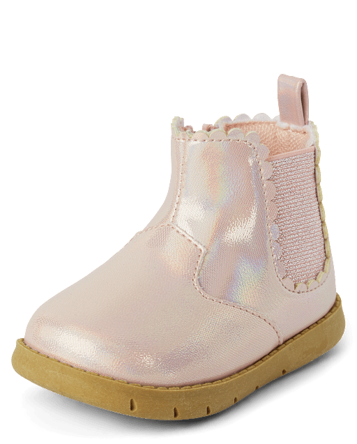 Baby And Toddler Girls First Steps Scalloped Chelsea Boots