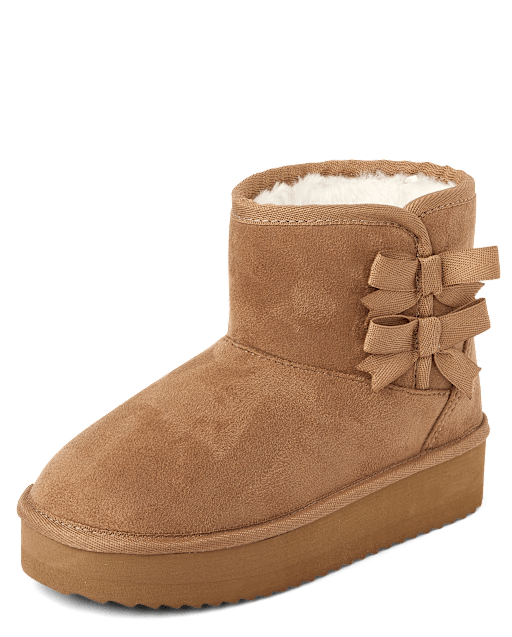 Bottes Teddy à plateforme et nœud pour filles