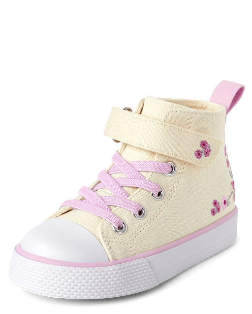 Toddler Girls Embroidered Floral High Top Sneakers