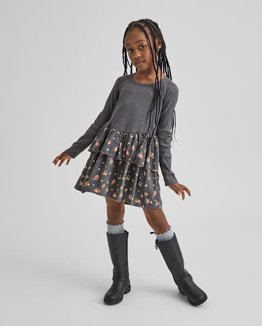 Girls Floral V-Waist Dress