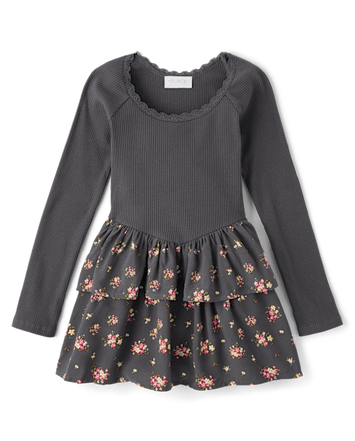 Girls Floral V-Waist Dress