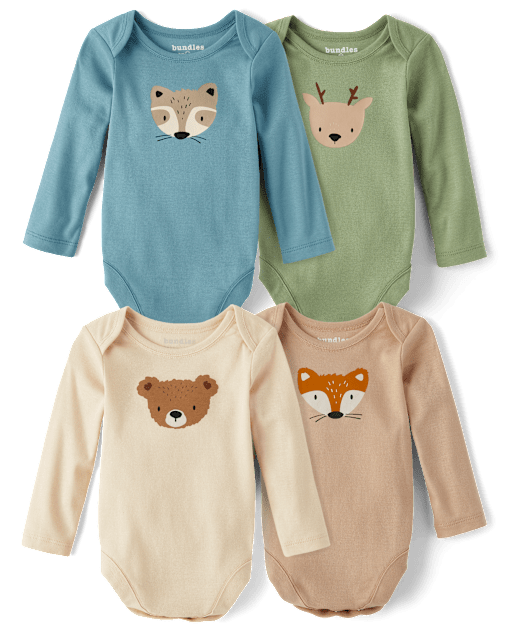 Baby Animal Bodysuit 4-Pack