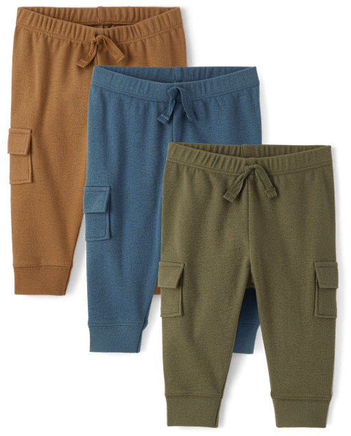 Baby Boys Cargo Jogger Pants 3-Pack