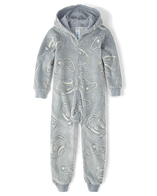 Boys Glow Gamer Sherpa One Piece Pajamas