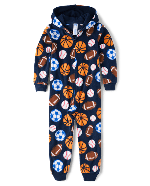 Boys Sports Microfleece One Piece Pajamas