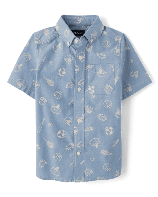 Boys Doodle Poplin Button Up Shirt