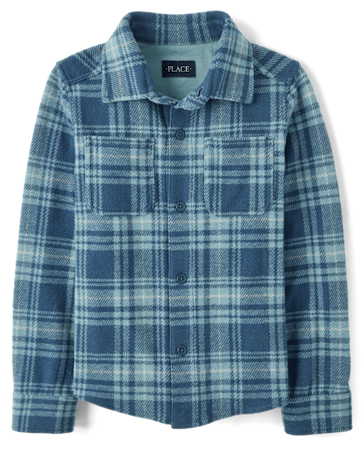 Kids Plaid Knit Button Up Shirt