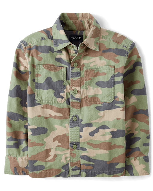 Kids Camo Utility Button Up Shirt
