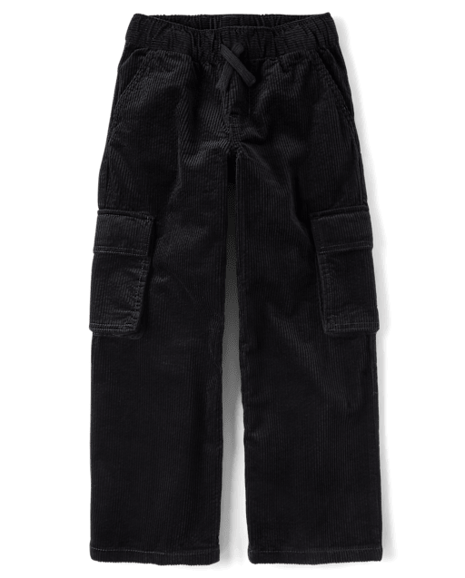 Kids Corduroy Wide Leg Cargo Pants
