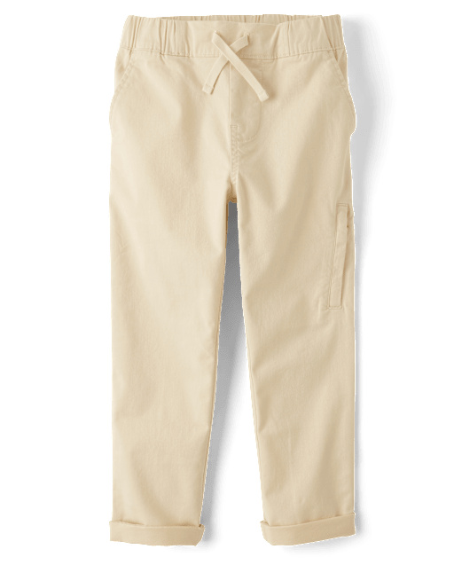 Boys Stretch Roll Cuff Pull On Chino Pants