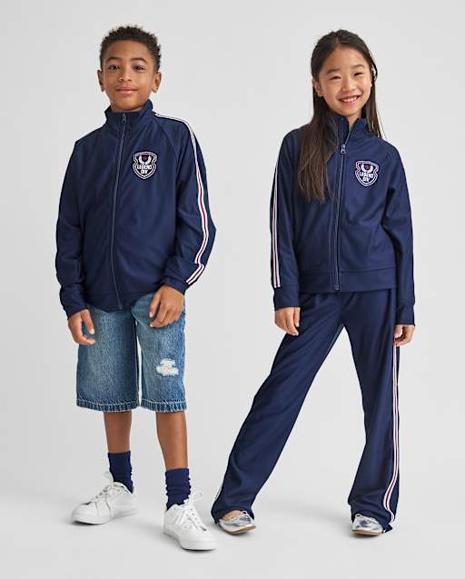 Kids Embroidered Patch Zip Up Track Jacket