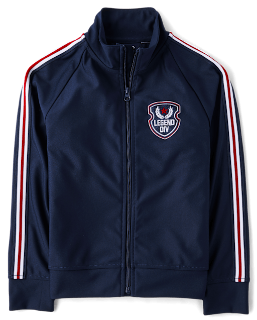 Kids Embroidered Patch Zip Up Track Jacket