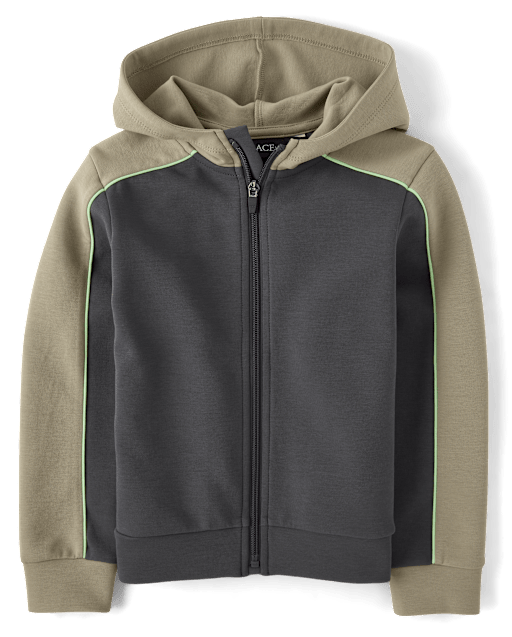 Boys Colorblock Scuba Zip Up Hoodie