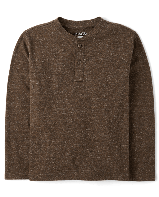 Boys Marled Henley Top